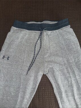 Under Armour  Gray Joggers with  Blue Waistband pockets and drawstring. medium